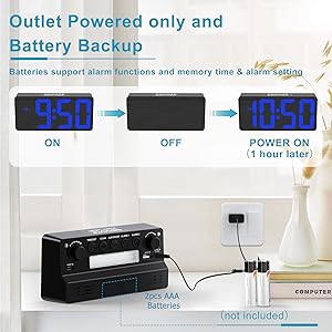 Alarm Clock for Bedroom, 7 In Large Disp... 21 alarm clock with battery backup for bedroom