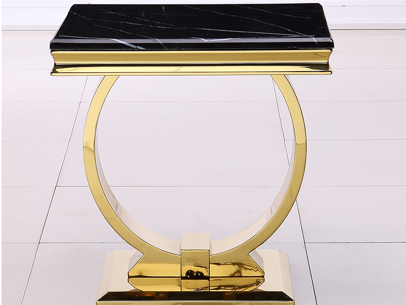 AUZ Gold End Table Set of 2,Black and Gold end Table with Metal U Base for Home