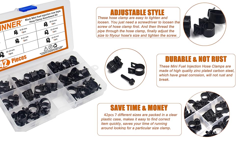 ISPINNER 42pcs 715mm Zinc Plated Mini Fuel Injection Style
