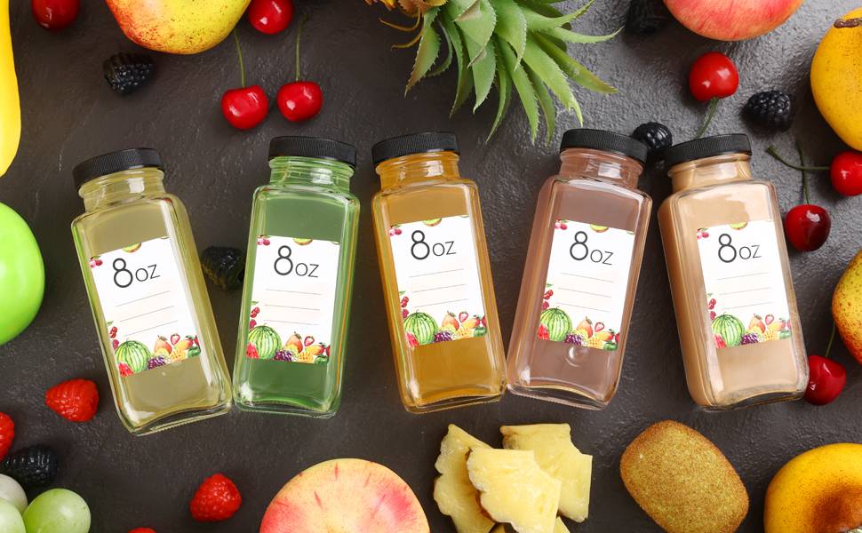 MIUKAA 20 Pcs Reusable Juice Bottles with Lids, 8 Oz Glass Water Bottle for Juicing