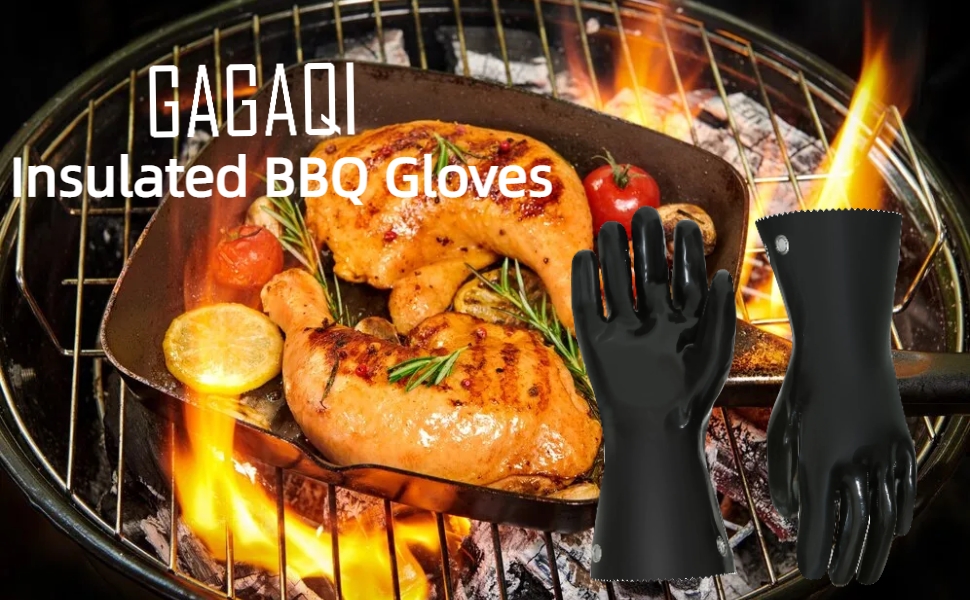 GAGAQI Insulated BBQ Gloves Heat Resistant/No Stiff for
