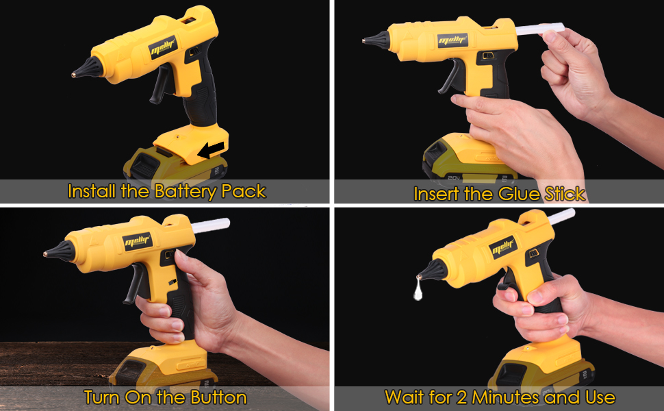 Mellif Hot Glue Gun for Dewalt 20V Battery (Battery and