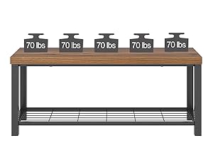 Amazon.com: FOLUBAN Modern Entryway Bench - Rustic Wood and