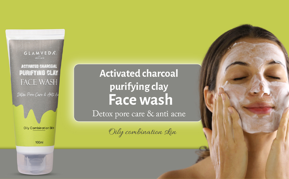 Glamveda Activated Charcoal Clay Face Wash, Fights Pollution and Acne