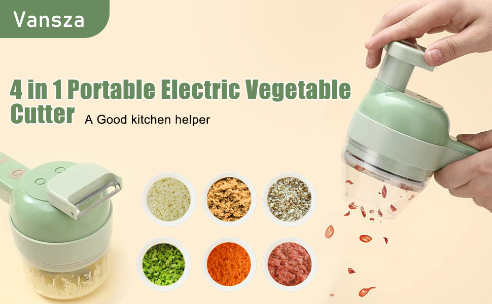 Vegetable Choppers Food Chopper, 4 in 1 Handheld Electric Vegetable