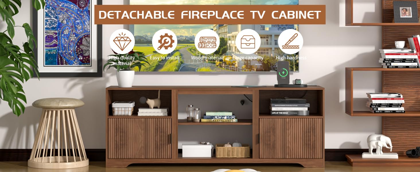 Fluted TV Stand for Television up to 80 Inch