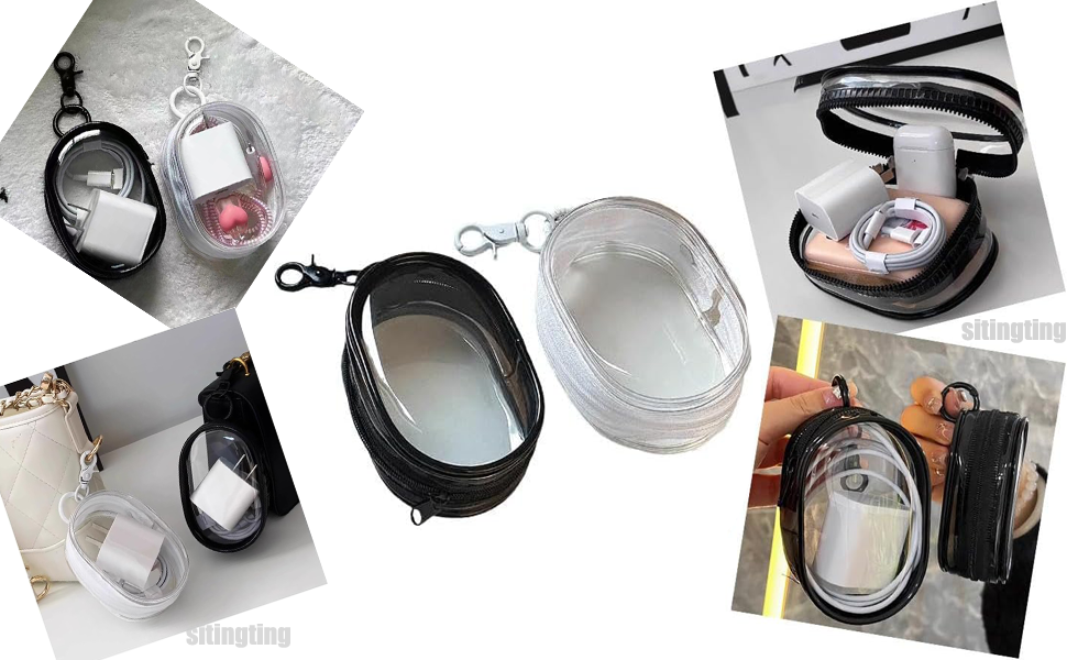 Transparent Cable Storage Bag with Locking Hook