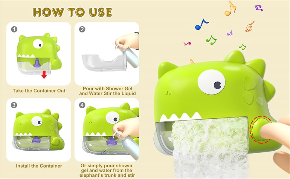 Andanna Baby Bath Toys for Kids Age 1-3, Dinosaur Automatic Bath Bubble Machine,Bathtub Bubble Maker with Music,Bathtime Shower Bathtub Toys for Toddlers,Birthday Gift for Boys Girls Age 1-5,Kids Pool 29 6