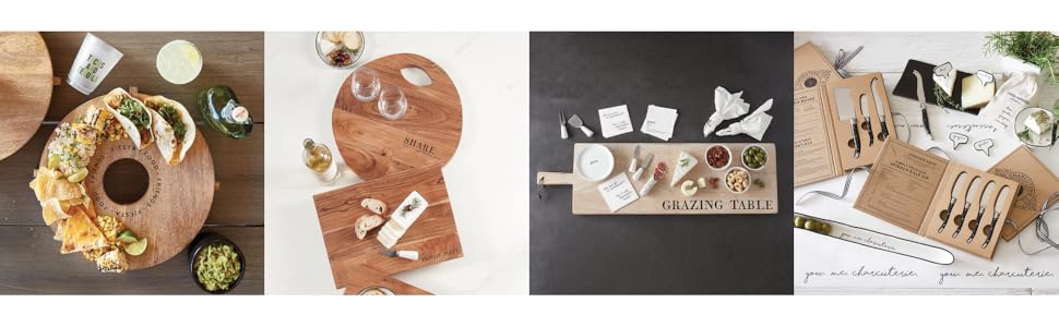 charcuterie cutting boards serving trays party snacks table setup cheese knives