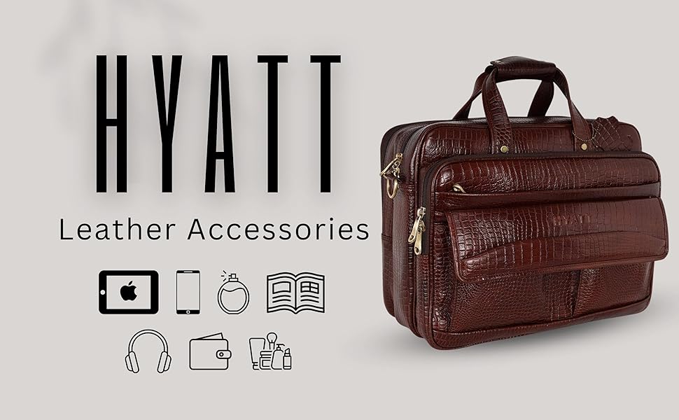 HYATT Leather Accessories 16 Inch Men's Leather Briefcase Laptop Office Bags 72 Computers,Accessories,Peripherals,Bags,Sleeves,Laptop,Messenger,Shoulder,mens,briefcase,leather,for