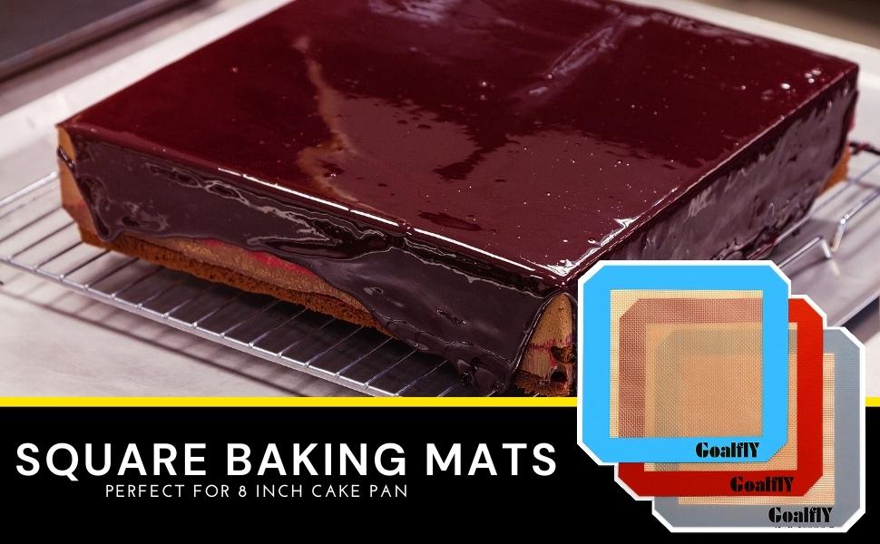 8 Inch Square Silicone Baking Mat, Set of 3 Silicone