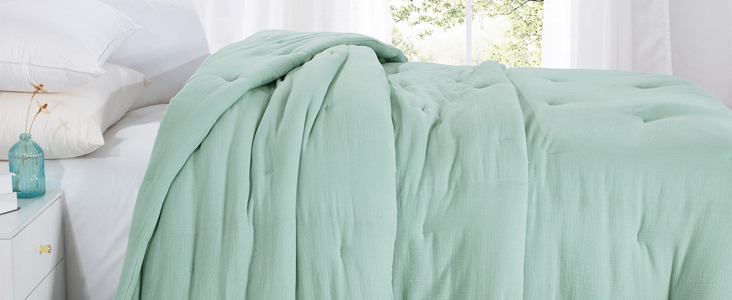 HOMBYS 100% Cotton Muslin Oversized King Comforter for Summer Use, Lightweight and Breathable Down Alternative Soft G F7c60ed5 Dae8 4d38 867e 47478389ef02. CR0,0,1464,600 PT0 SX1464 V1