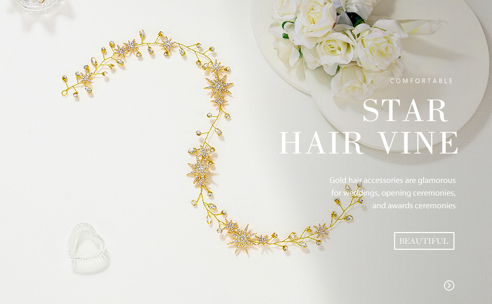 Gold Star Hair Vine for Wedding