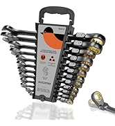 SUZUME 12-Piece (8mm-19mm) Flex Head Ratcheting Wrench Set with 72 Teeth 180° Flex Head Metric Ra...