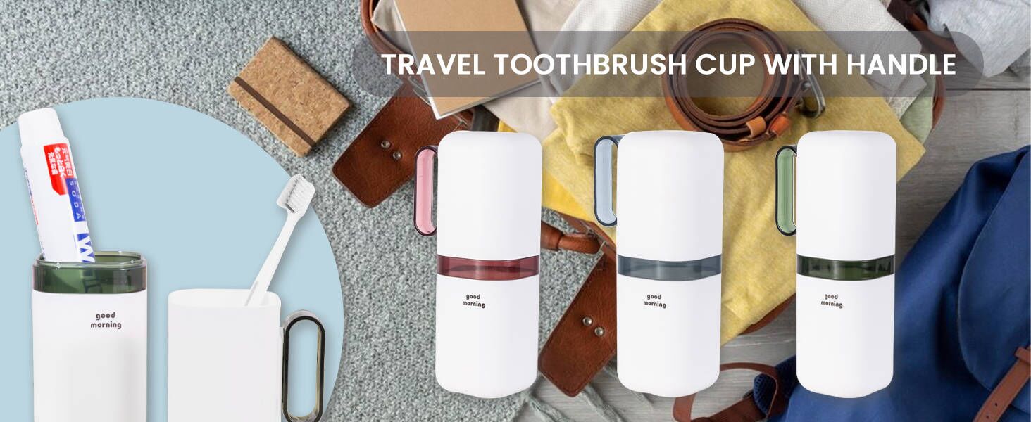 Travel Toothbrush Holder,Toothbrush Holder and Rinse Cup with Handle Toothbrush Travel Case