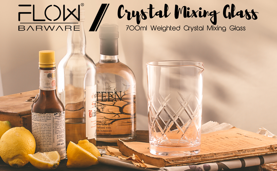 FLOW Barware 700ml Cocktail Mixing Glass Crystal Mixing Glass with