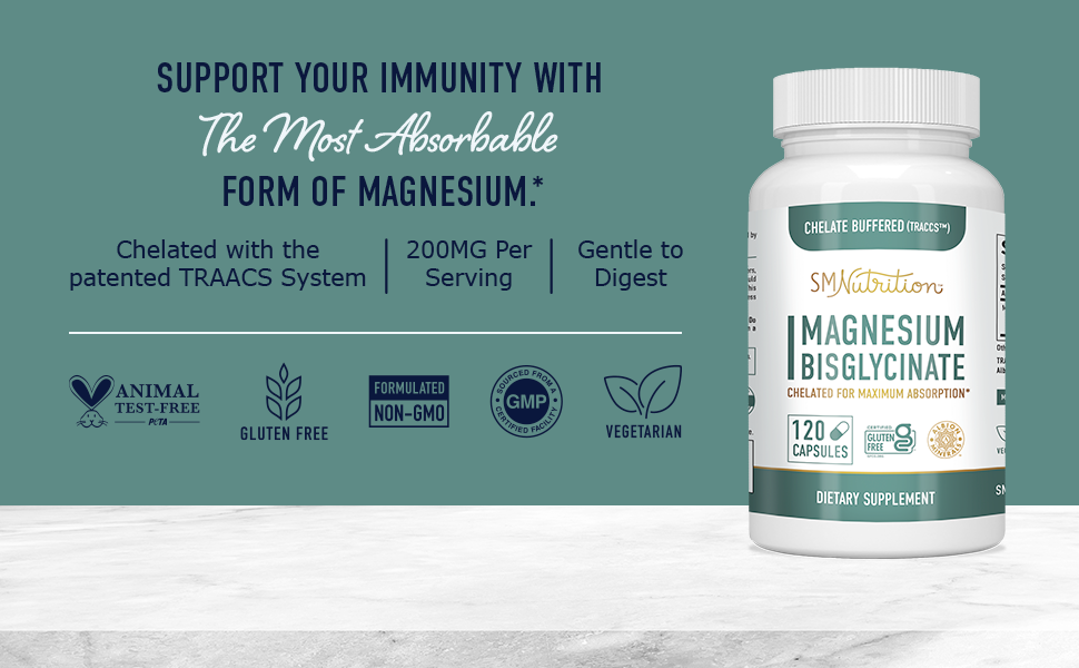 Magnesium Bisglycinate 400mg 100 Chelated with TRAACS® for Maximum