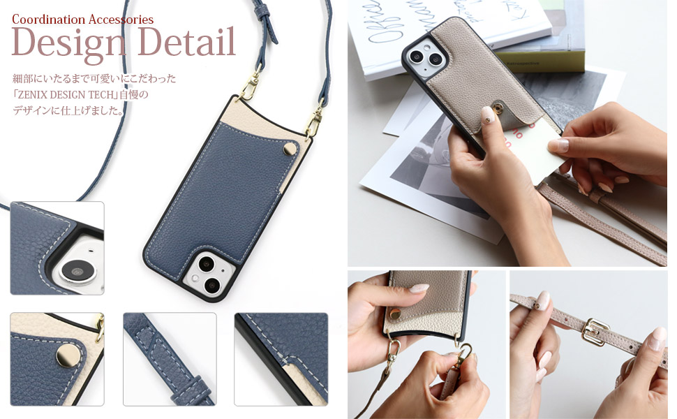 カードポケット＆ショルダー付き♡名入れ可能iPhone＆Galaxyケース 背面 カードポケット付き バイカラー 」Galaxyケース ショルダー