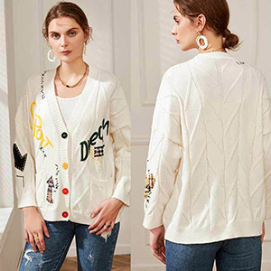 utcoco Womens Open Front Cardigan Cable Knit Long Sleeve
