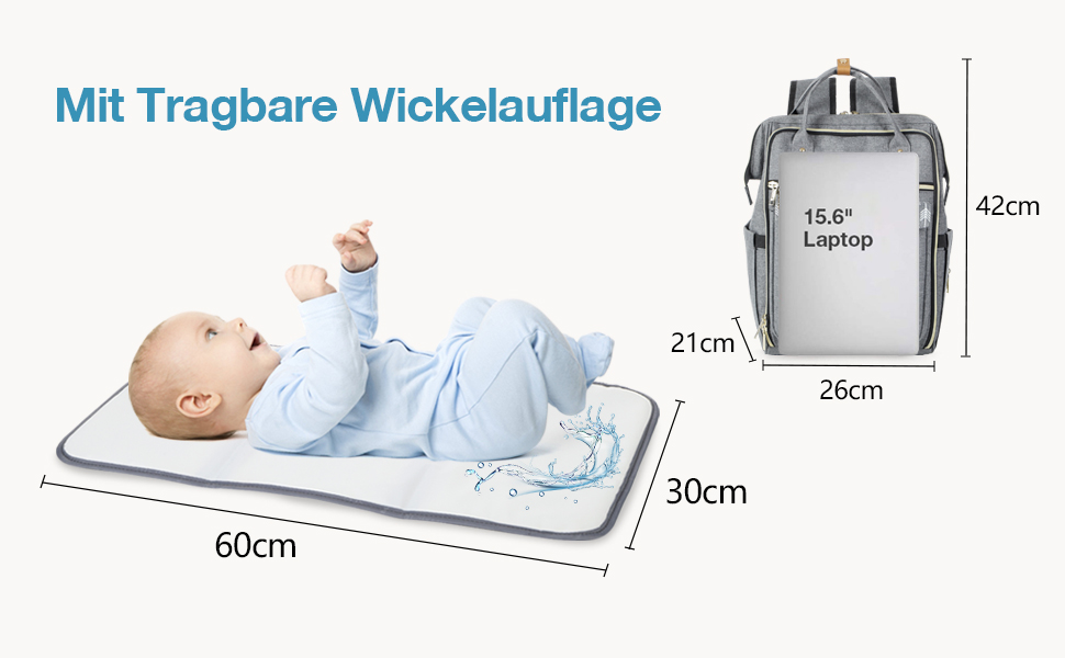 wickelrucksack mit wickelunterlage