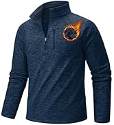 TACVASEN Men's Quarter Zip Pullover Long Sleeve Thermal Fleece Sweater Lightweight Casual Golf Sw...