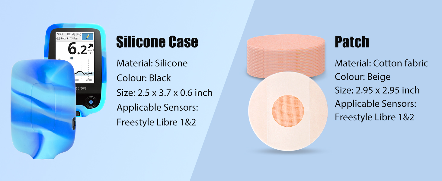 The silicone case for Libre 2 reader diabetic sensor covers with Adhesive Patches