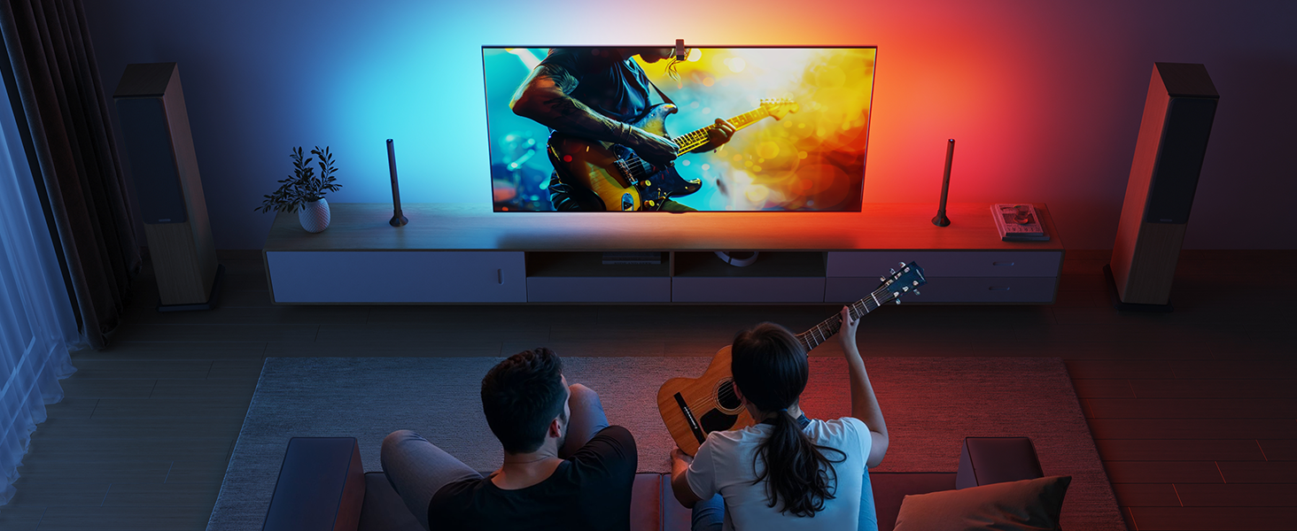 Govee TV Backlight 3 Lite Kit, 11.8ft RGBICW Wi-Fi TV LED Strip Light with Camera and 15 Inches Smart Light Bars with Double Light Beads, LED Lights for 55-65in TVs - Works with Alexa & Google Home 17 H605A-PARTY