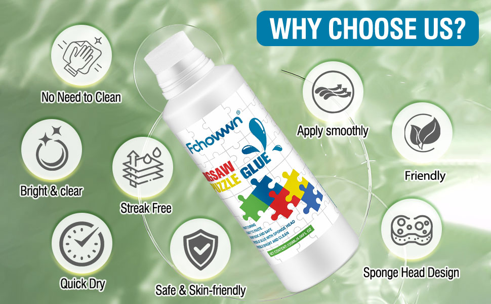 Jigsaw Puzzle Glue Clear,Updated Jigsaw Puzzle Glue with New Sponge Head,Non Toxic and Fast Drying,Easy to Use Adhesive for Preserving Puzzle Art Enrich Your Puzzle Experience,120ml X 2 19 Jigsaw Puzzle Glue