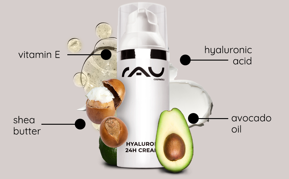 rau cosmetics hyaluron 24h cream avocado oil shea butter hyaluronic acid vitamin e
