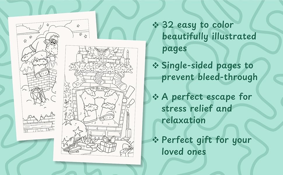 32 easy to color beautifully illustrated pages. A perfect escape for stress relief and relaxation.
