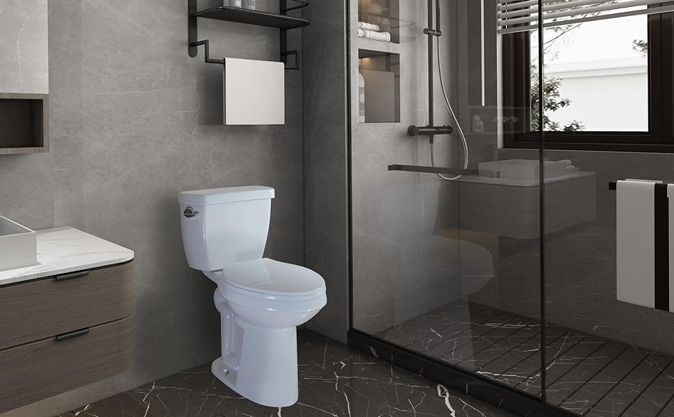 Two piece toilet with taller bowl