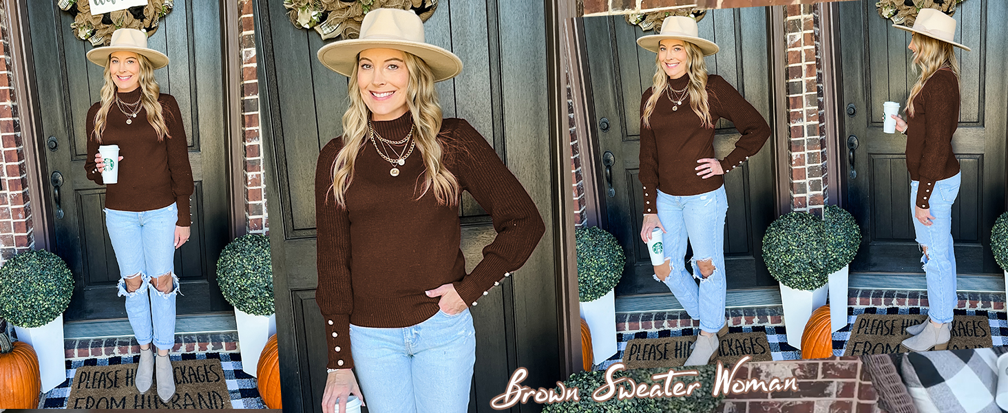 brown sweater woman
