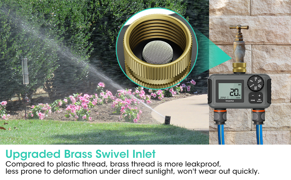 [Upgraded Version] Insoma Sprinkler Timer with Brass Swivel
