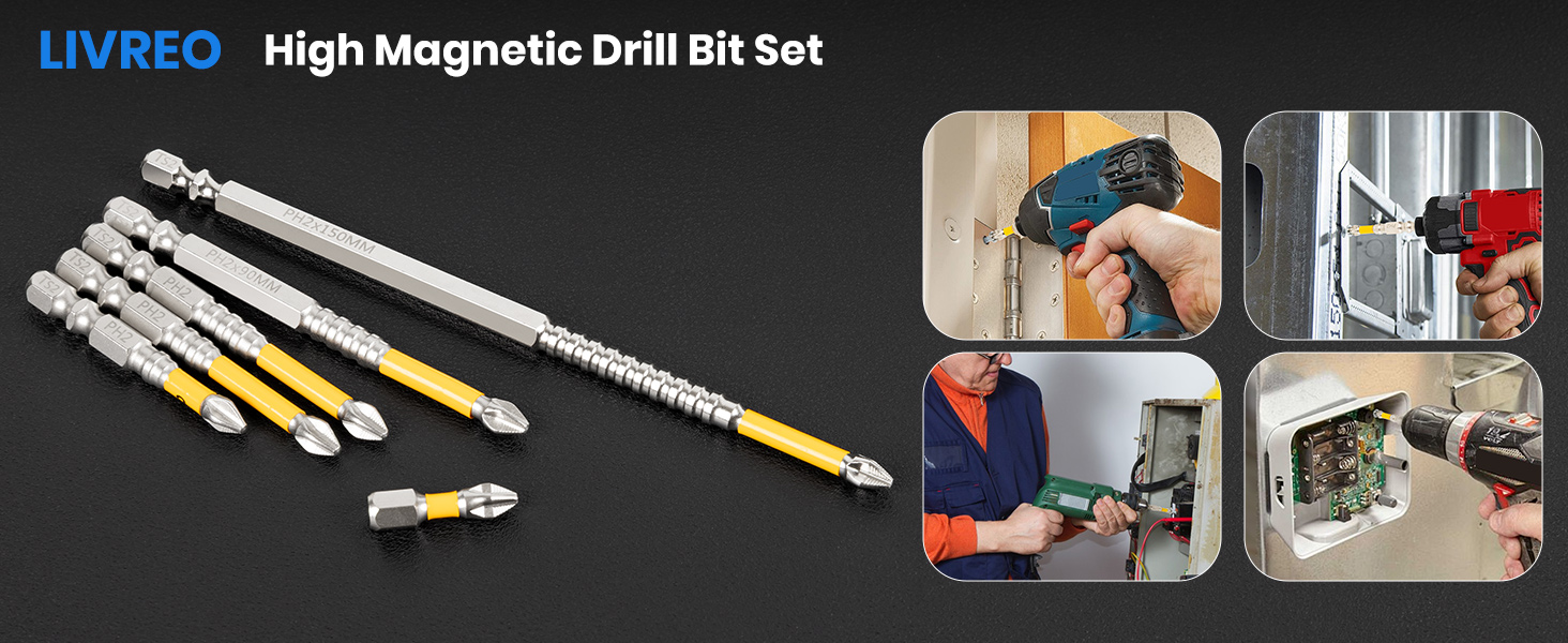 LIVREO High Magnetic Screwdriver Drill Bit Set