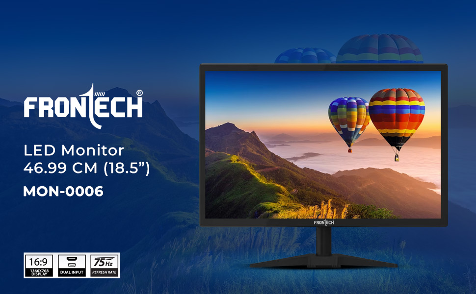 FRONTECH 18.5 Inch HD LED Monitor Refresh Rate 75 Hz, 1366 x 768
