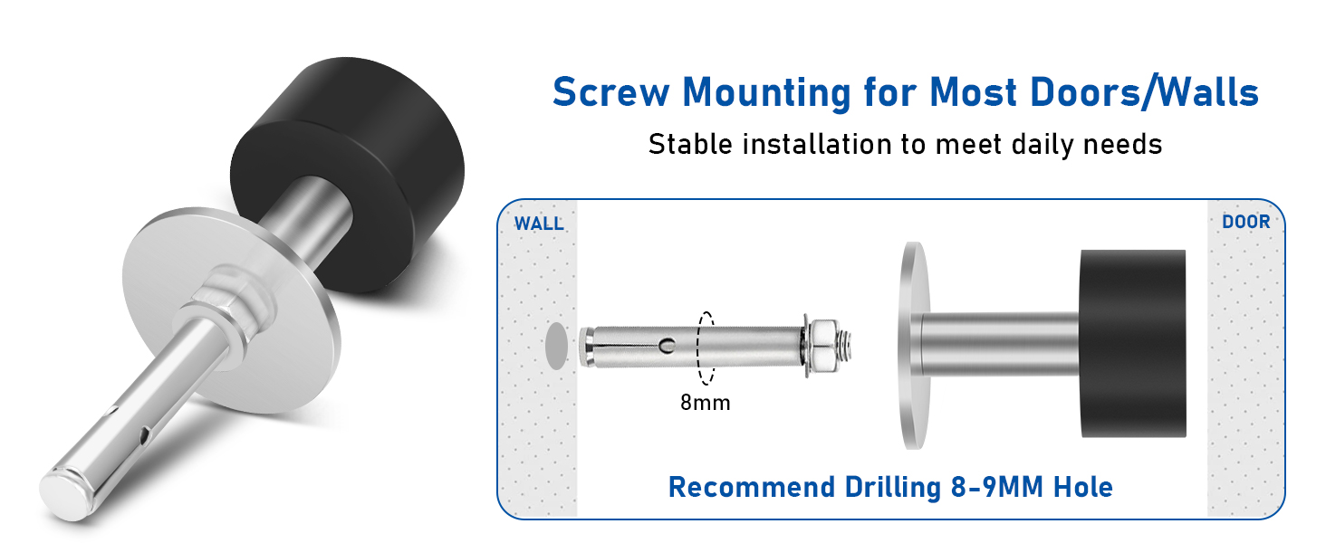 KOLAKO Black Door Stops, Floor Door Stoppers, No Drill