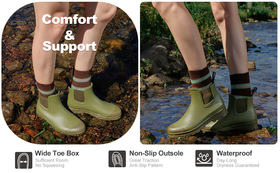 Amazon.com | planone Short rain boots for women waterproof