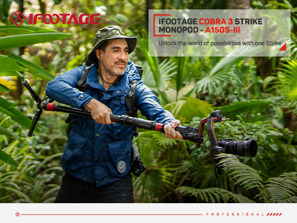 超おまけ付☆iFootage一脚COBRA 3 Strike A150S-III iFootage Cobra 3 Strike Aluminum Monopod CB3 A150S-III+K5S B&H