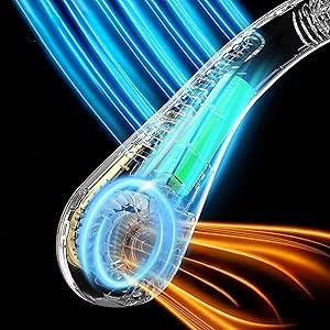 Inside of the portable neck fan with some edits that show the motion of the air
