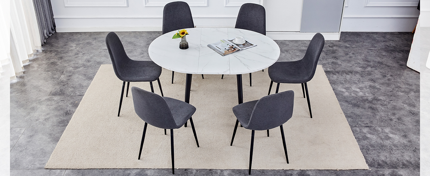 FURNITO Round Dining Table Set for 6, 42"54" Extendable