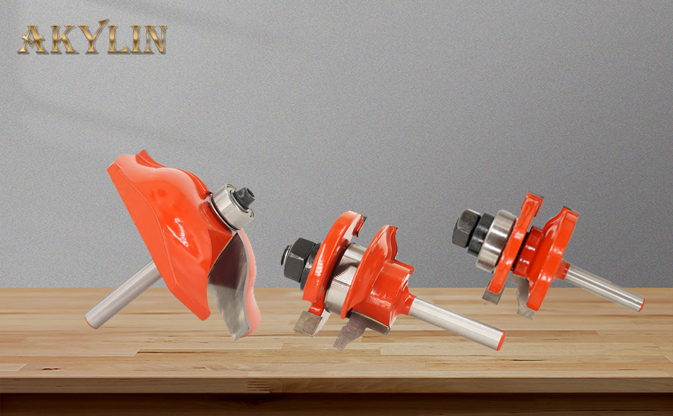 Akylin Ogee Rail and Stile Router Bits,3PCS Router Bit Set 1/4 Inch Shank,Raised Panel