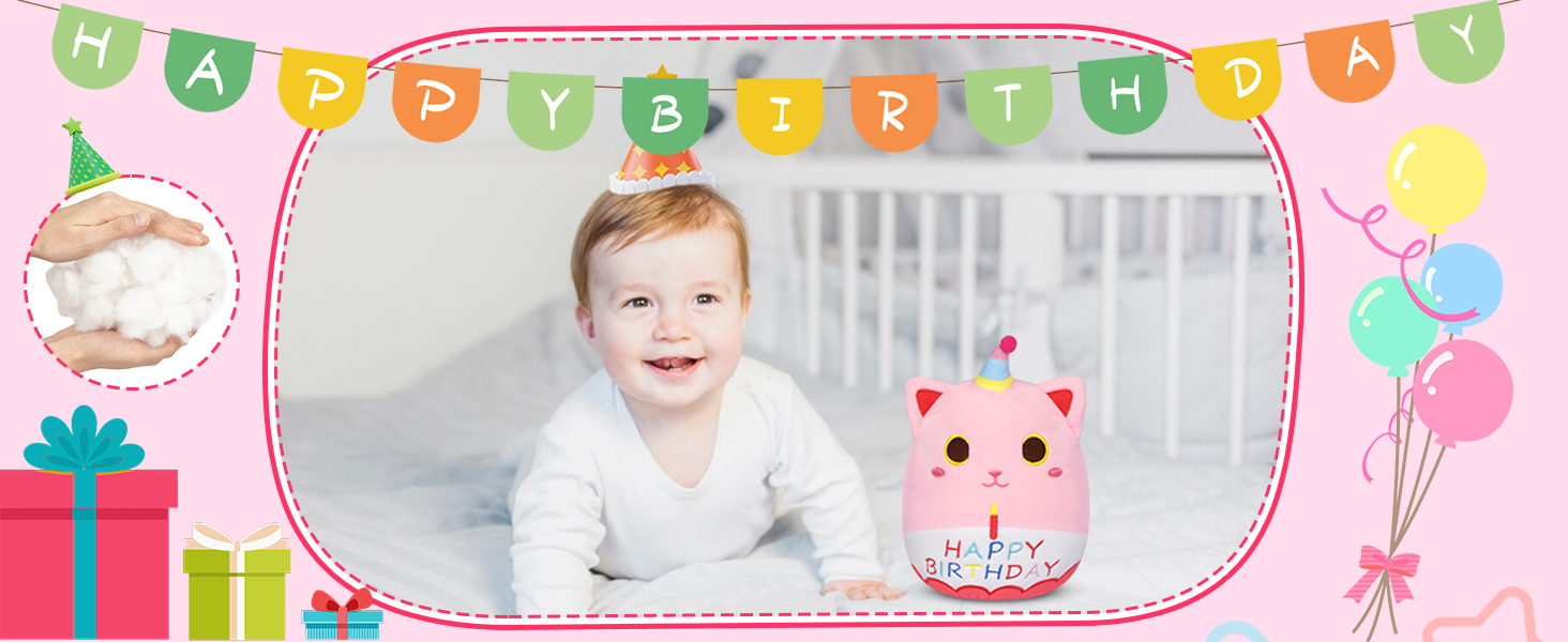 Cute Birthday Plush Cat Plush Pink Cat Stuffed Animal Birthday Gift for Kids