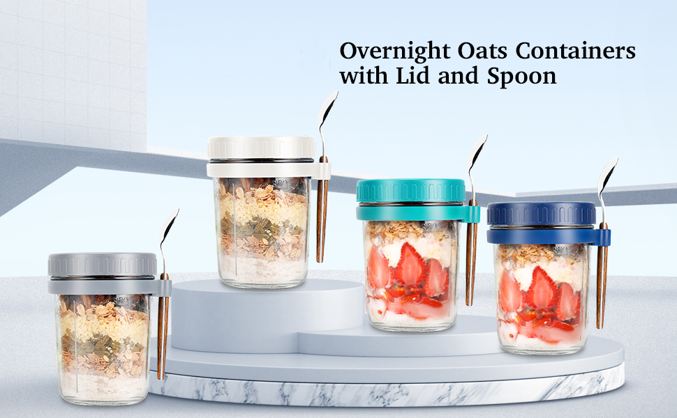 overnight oat container overnight oats containers with lids and spoon Airtight Oatmeal Container