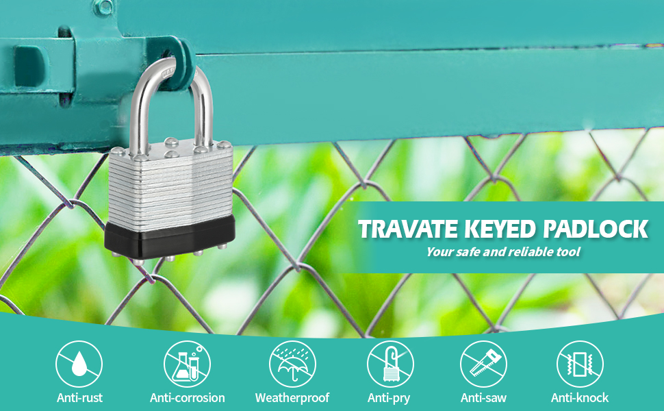 Travate Keyed Alike Padlocks, Nickel Plated Padlocks Keyed Alike Set of