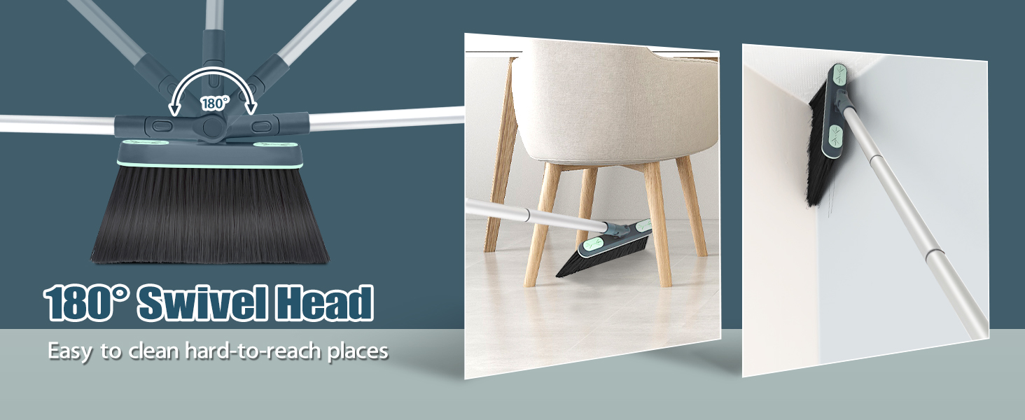 DALIPER Broom and Dustpan Set with Aluminum 54 Inches Long