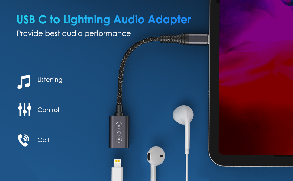 COOLSELL USB C to Lightning Audio Adapter for iPhone 15 Pro