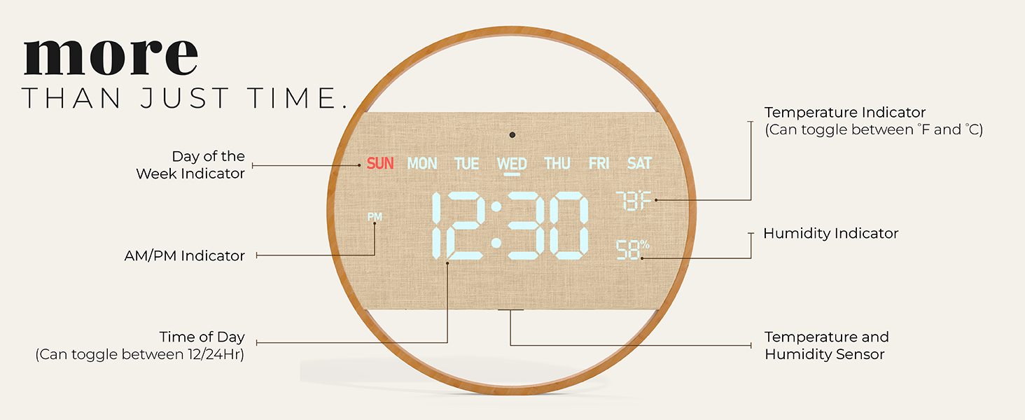 large number digital clock, digital wall clock, large display wooden digital clock, wall clock 