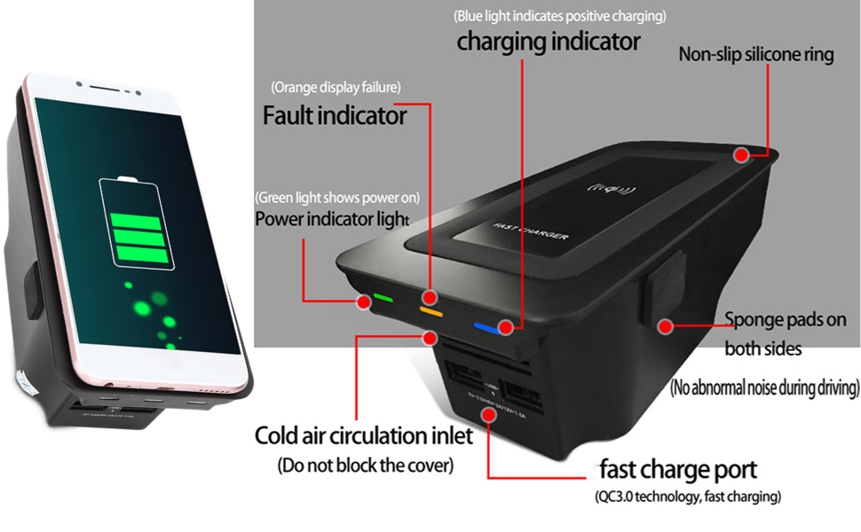 AUTO Wireless Charging Pad Car Charger Plate Induction Fit for S60/V60