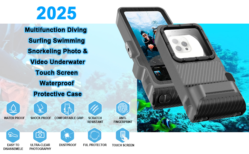 Muti-funcion for most APPLE/ANDROID smartphone underwater phone case for diving snorkeling surfing.