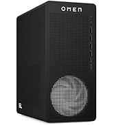 Metin "OMEN" yazılır. Delikli ön panel ile siyah oyun masaüstü bilgisayar kılıfı, LED örgü deseni gösterir.